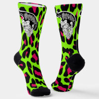 Psycho Skull Lime Leopard Print
