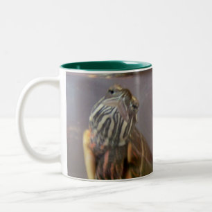 Psycho the Red Eared Slider Turtle Two-Tone Coffee Mug