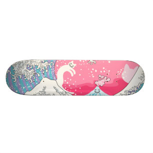 Psychodelic Bubblegum Kunagawa Surfer Cat Skateboard