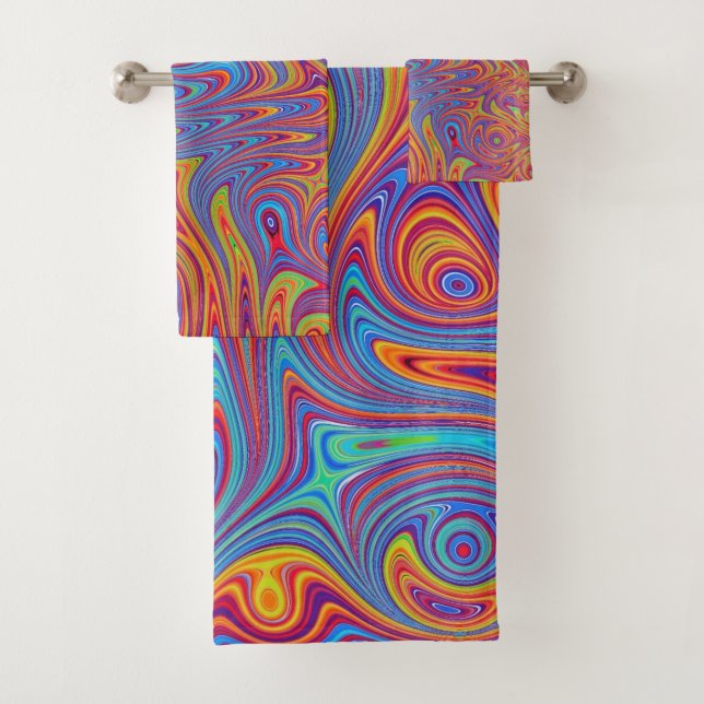 psychodelic textures bath towel set (Insitu)