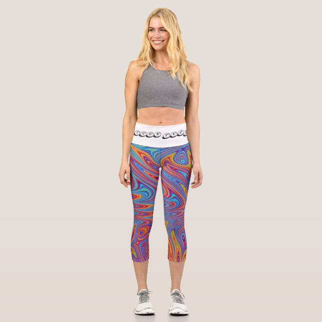 psychodelic textures capri leggings (Front)