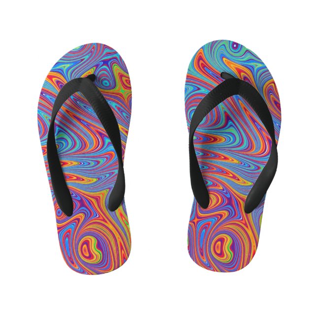 psychodelic textures kid's flip flops (Footbed)