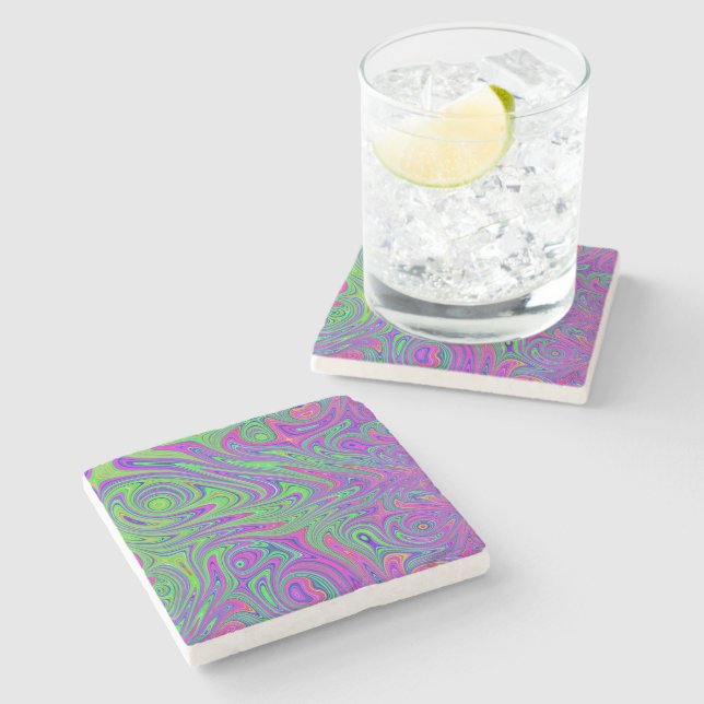 psychodelic textures stone coaster (Side)