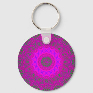Psychokinesis Purple Abstract Mandala Keychain