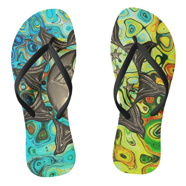 Psycholdelic Vibrant Sun Flip Flops (Footbed)