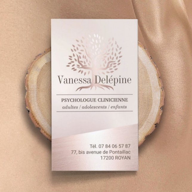 Psychologist Blush Rose Gold Tree Appointment Card (Creator Uploaded)