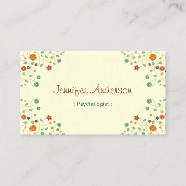 Psychologist - Chic Nature Stylish Business Card (Front)