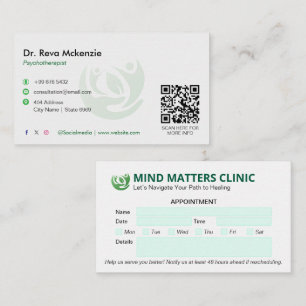 Psychologist Clinic Business Modern Appointment Business Card