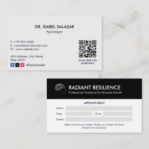 Psychologist Clinic Business Modern Appointment Business Card
