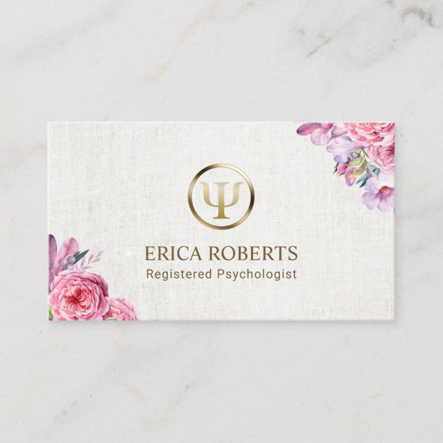 Psychologist Counsellor Elegant Floral Appointment Card (Front)