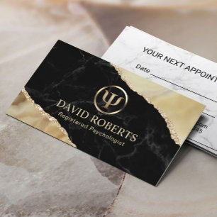Psychologist Counsellor Modern Gold Marble Agate Appointment Card