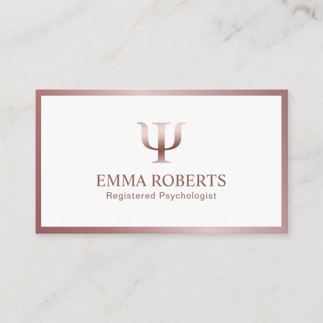 Psychologist Counsellor Rose Gold Frame Appointment Card (Front)