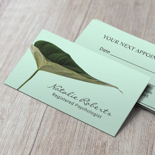 Psychologist Counselor Elegant Mint Foliage  Appointment Card
