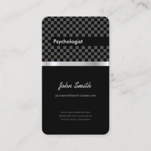 Psychologist - Elegant Black Chequered Business Card