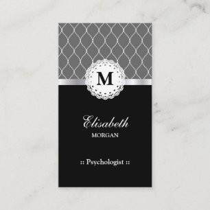 Psychologist Elegant Black Lace Pattern Business Card