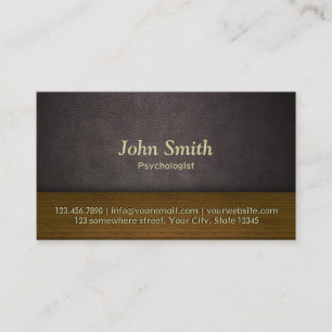 Psychologist Elegant Leather & Wood Business Card