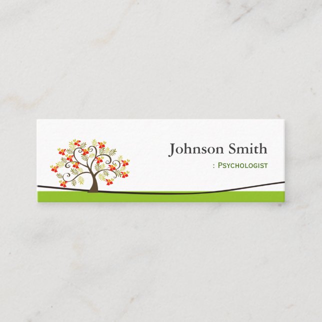 Psychologist - Elegant Swirl Wish Tree Symbol Mini Business Card (Front)