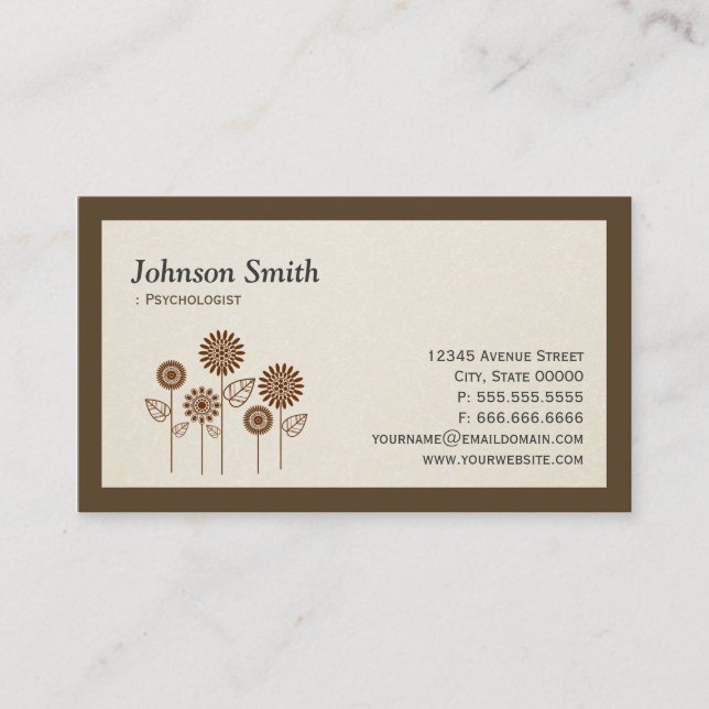 Psychologist - Elegant Tree Symbol Business Card (Front)