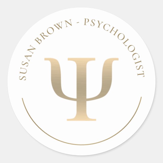 Psychologist Gold Psi Symbol Classic Round Sticker (Front)
