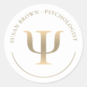 Psychologist Gold Psi Symbol Classic Round Sticker
