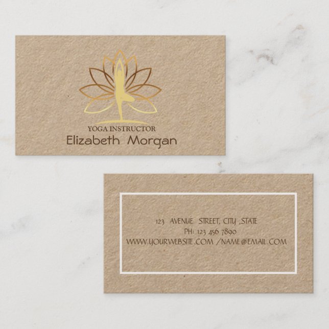 Psychologist Gold Women Silhouette,Lotus Yoga Business Card (Front/Back)