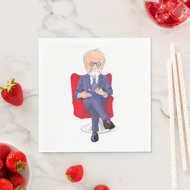 Psychologist in Suit with Notepad Sitting Napkin (Creator Uploaded)