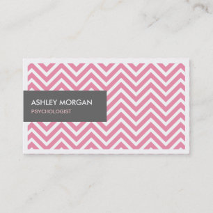Psychologist - Light Pink Chevron Zigzag Business Card