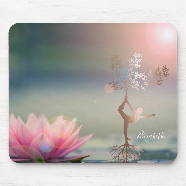 Psychologist Lotus Tree Silhouette Yoga Mouse Mat (Front)