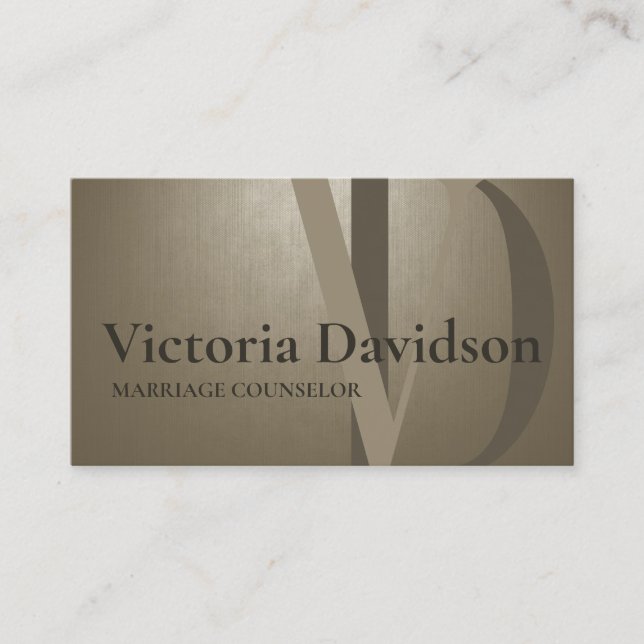 Psychologist Marriage Counsellor Bold Initials Business Card (Front)