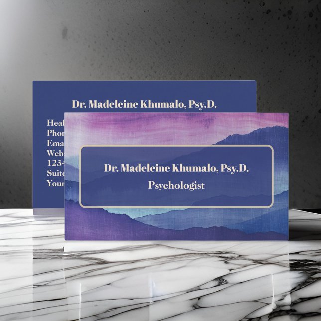 Psychologist Mental Health Psychotherapy Mountains Business Card (Creator Uploaded)