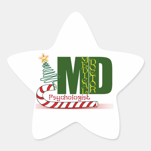 Psychologist MERRY CHRISTMAS Star Sticker (Front)