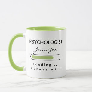 PSYCHOLOGIST [Name] Loading Light Green & White Mug