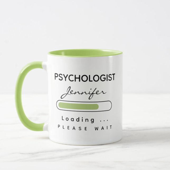 PSYCHOLOGIST [Name] Loading Light Green & White Mug (Left)