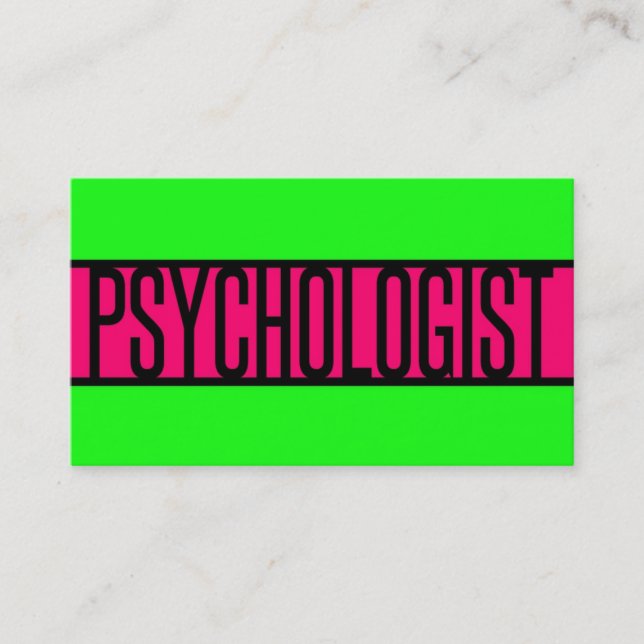 Psychologist Neon Green and Hot Pink Business Card (Front)