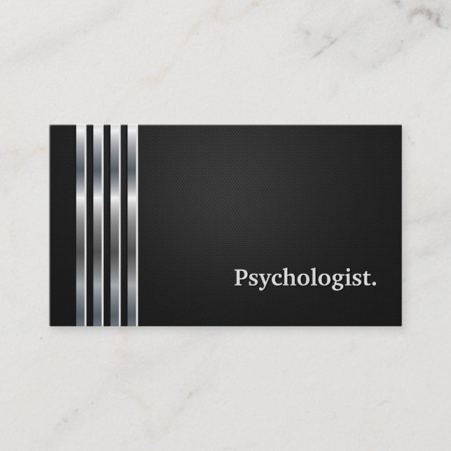Psychologist Professional Black Silver Business Card (Front)