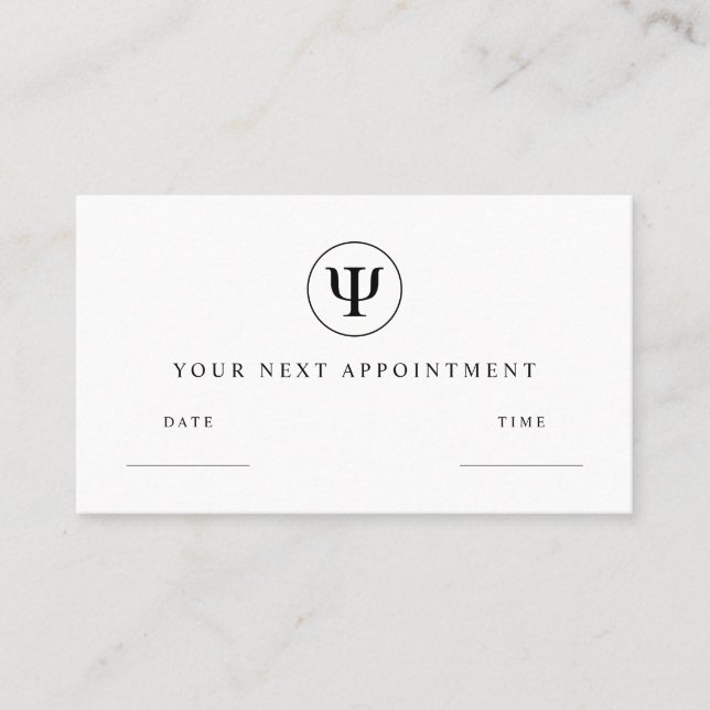 Psychologist Psi Symbol Appointment Card (Front)