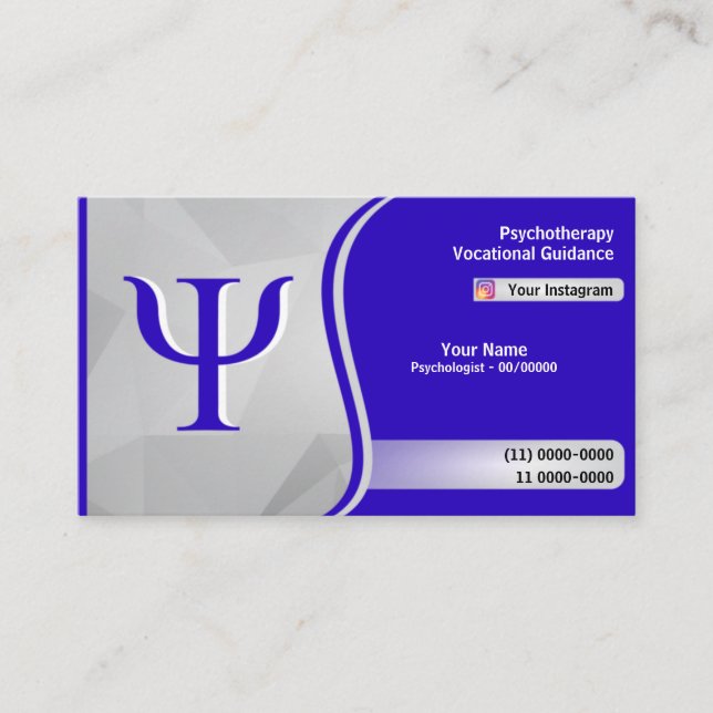 Psychologist Psychology Blue Logo Gradient Gray Business Card (Front)
