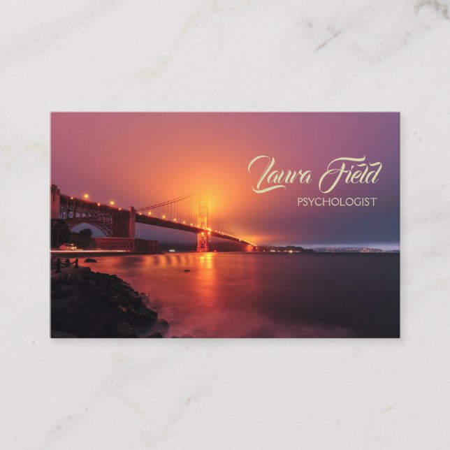 Psychologist Sunset Sunrise Harbour Bridge Business Card (Front)