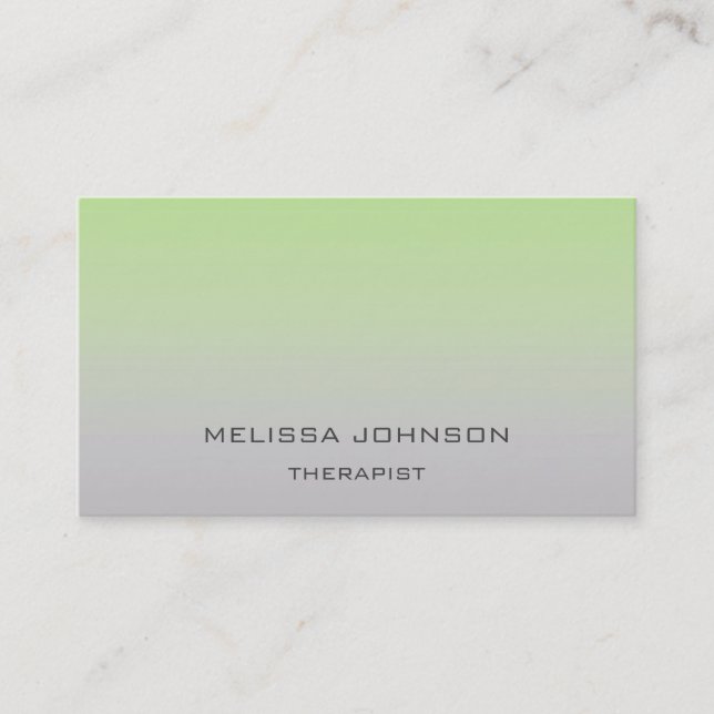 Psychologist Therapist Couch Ombre Green Gray Business Card (Front)