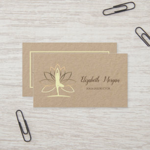 Psychologist Therapist, Gold Silhouette,Lotus,Yoga Business Card