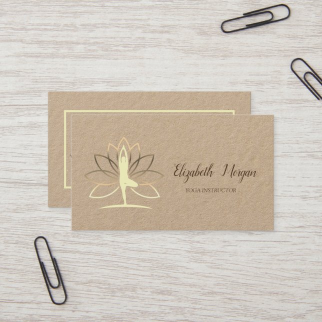 Psychologist Therapist, Gold Silhouette,Lotus,Yoga Business Card (Front/Back In Situ)