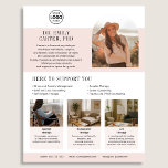Psychologist Therapist Logo Photo Blush Flyer<br><div class="desc">This thoughtfully designed flyer is ideal for licensed psychologists and therapists looking to communicate expertise with warmth and clarity. Its soft blush palette, rounded portrait frame, and refined serif typography create a welcoming yet polished impression, making it perfect for both clinical and creative therapeutic practices. Feature your name, logo, and...</div>