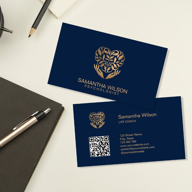 Psychologist Therapist Psychiatrist QR Code Business Card (Creator Uploaded)