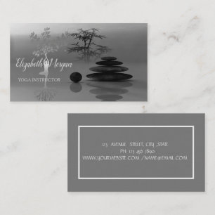 Psychologist Therapist,Stones,Grey Tree Silhouette Business Card