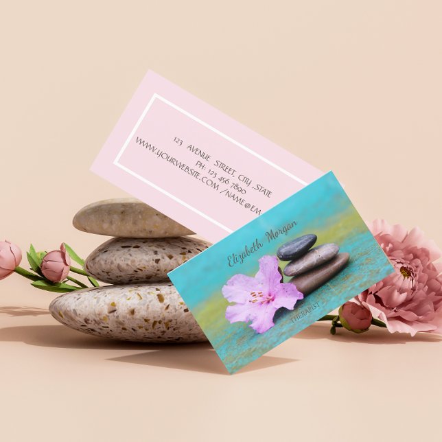 Psychologist Therapist Zen stones,Flower Business Card (Creator Uploaded)