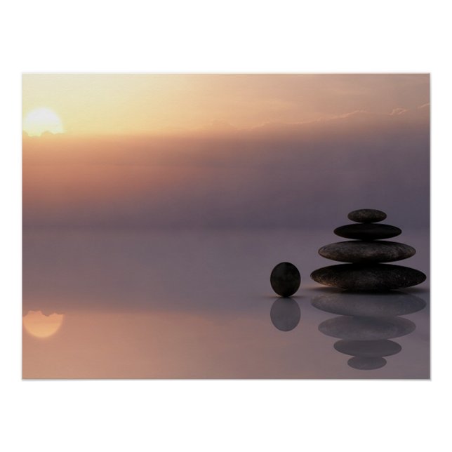 Psychologist Therapist Zen Stones, Sunset, Yoga Poster (Front)