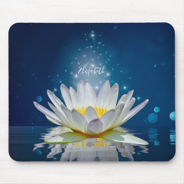 Psychologist Therapist Zen,White Lotus Flower Blue Mouse Mat (Front)