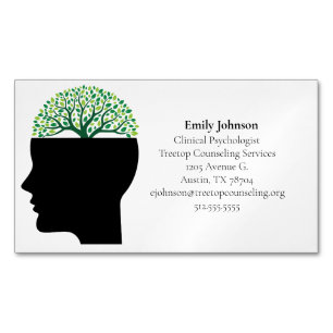 Psychologist Therapy Modern Counseling Office Tree Magnetic Business Card