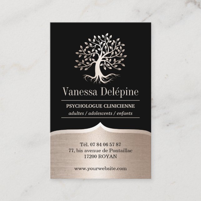 Psychologist Tree Modern Black & Gold Appointment (Front)