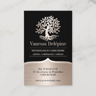 Psychologist Tree Modern Black & Gold Appointment Card